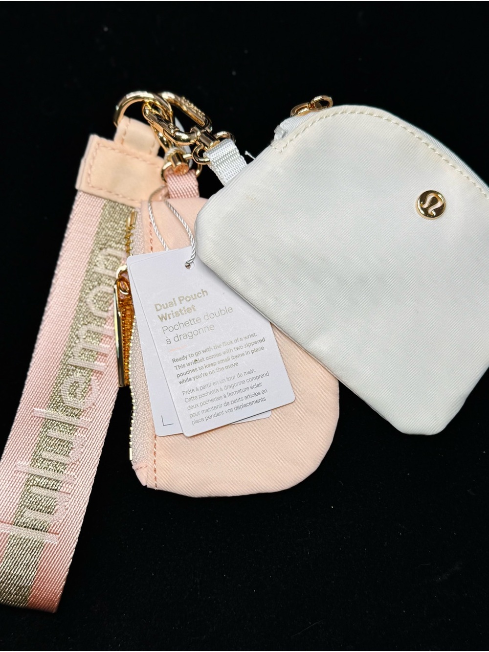 Lululemon Dual Pouch Wristlet Set - White & Light Pink